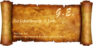 Goldenberg Elek névjegykártya